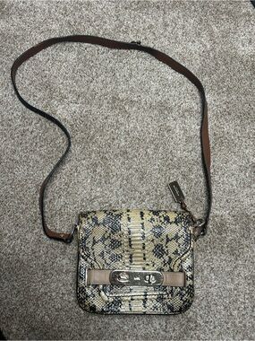 Coach Snake-Print Crossbody Bag in Black and Brown